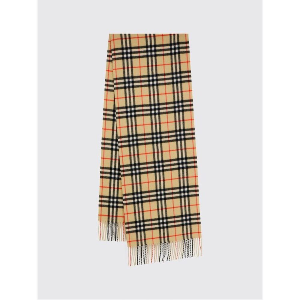 Burberry Men Check Cashmere Scarf Burberry With Fringed Edges